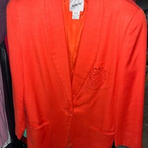 Jacqueline Ferrar Bright Orange Single-Button Sport Coat